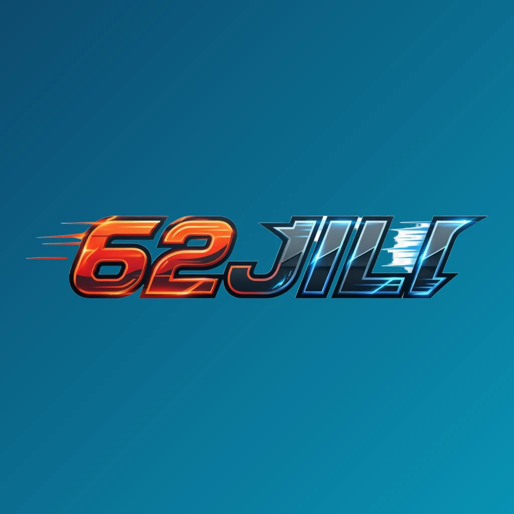 Dynamic sports-style horizontal rectangular wordmark logo for 62JILI with sharp shapes and motion effect, featuring bold readable letters and an energetic brand identity on a transparent background